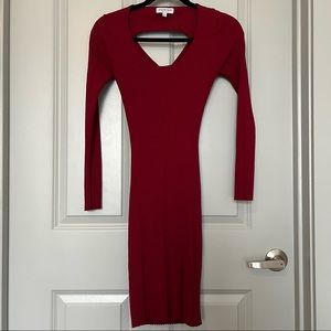 Small- Fashion Nova Sexy Sweater Dress Red Maroon